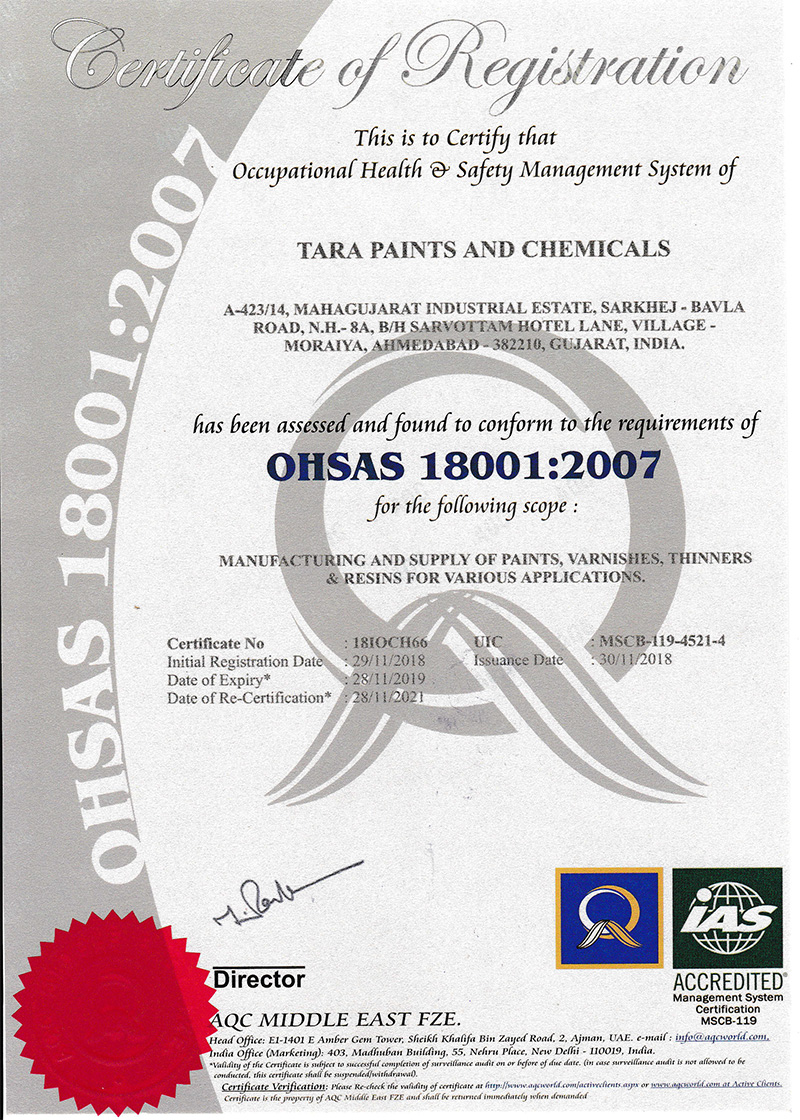 Tara Paints and chemicals Credentials
